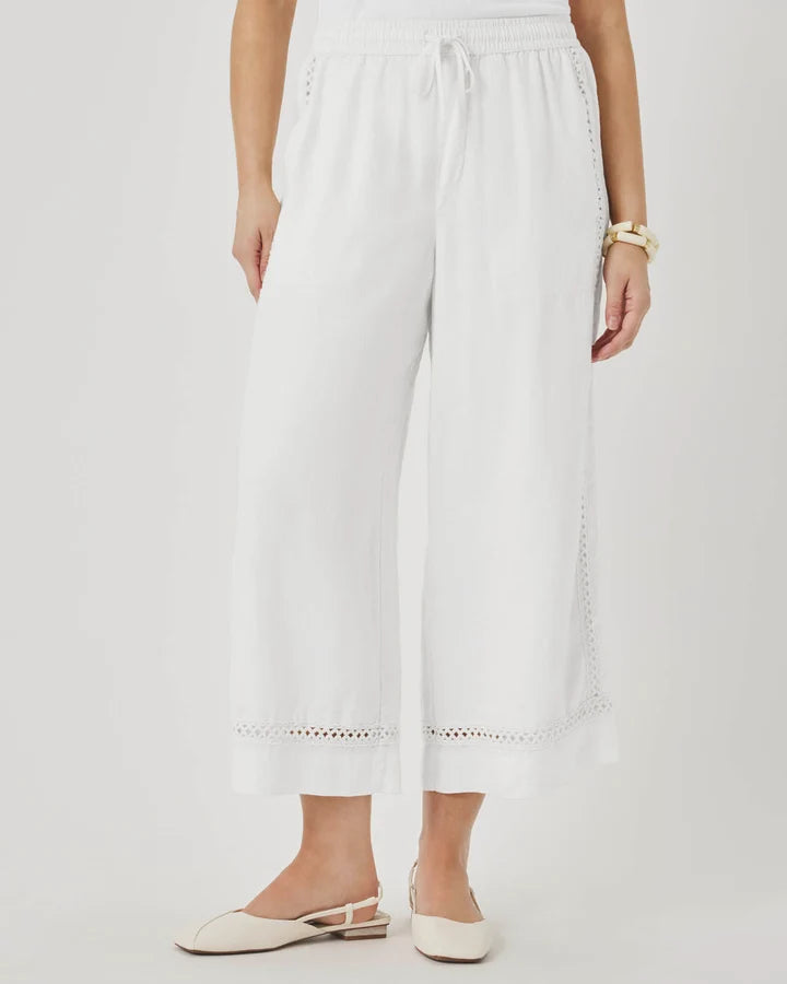 Splendid Stella Linen Trim Pant in White RS6C660