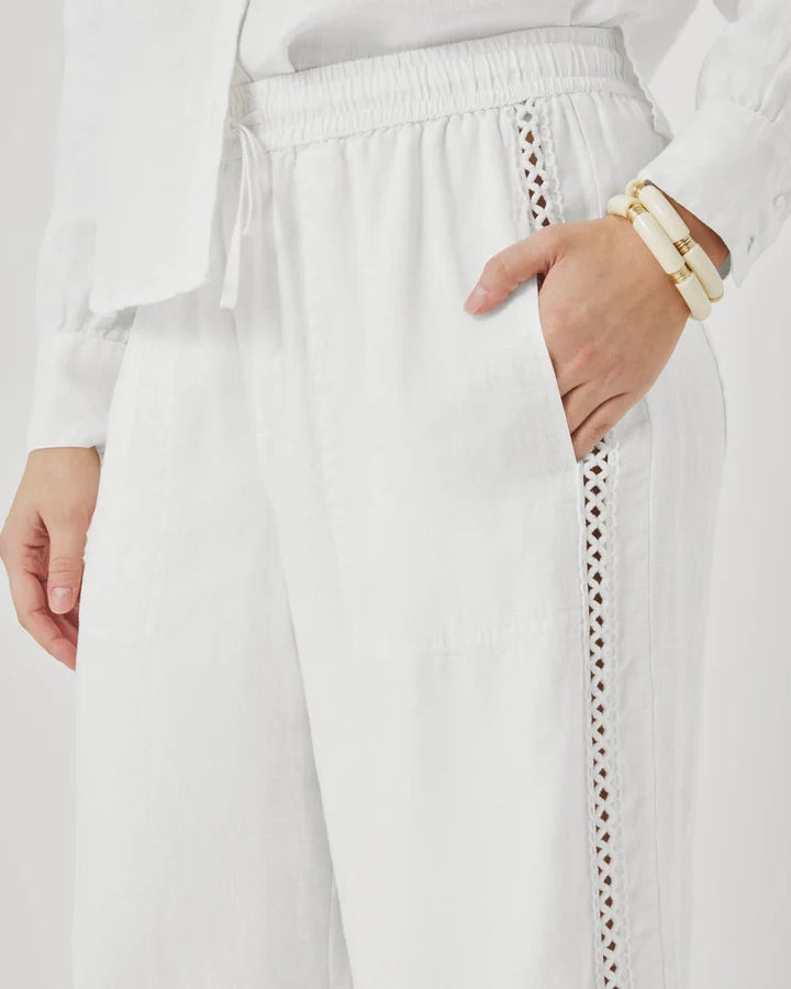 Splendid Stella Linen Trim Pant in White RS6C660