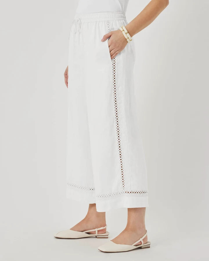 Splendid Stella Linen Trim Pant in White RS6C660