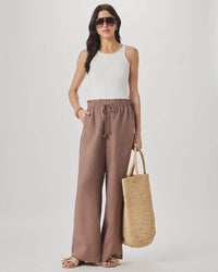 Splendid Stella Linen Paperbag Pant in Wicker RS6C830