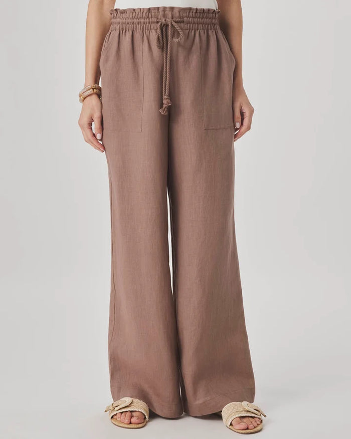 Splendid Stella Linen Paperbag Pant in Wicker RS6C830