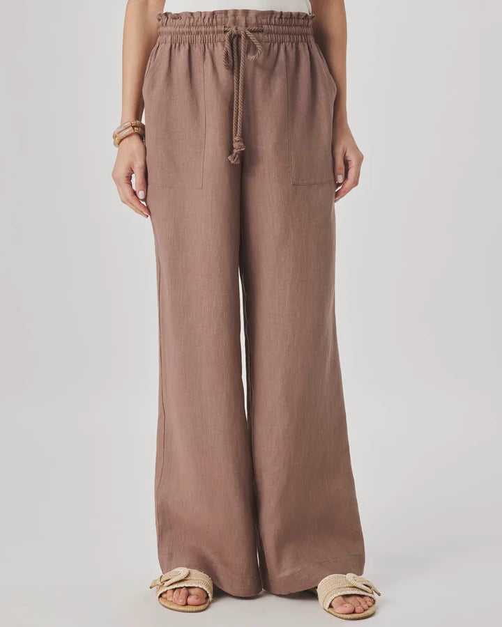 Splendid Stella Linen Trim Pant in Wicker RS6C660