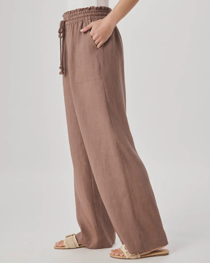 Splendid Stella Linen Trim Pant in Wicker RS6C660
