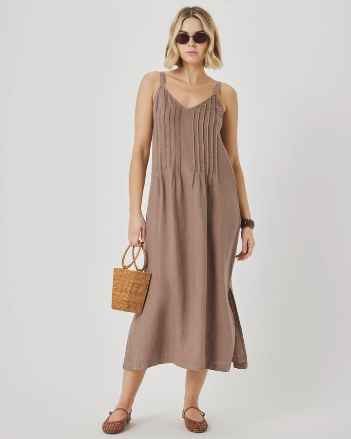 Splendid Stella Linen Pintuck Dress in Wicker RS6D430
