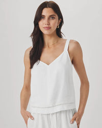 Splendid Stella Linen Trim Tank in White RS6W060