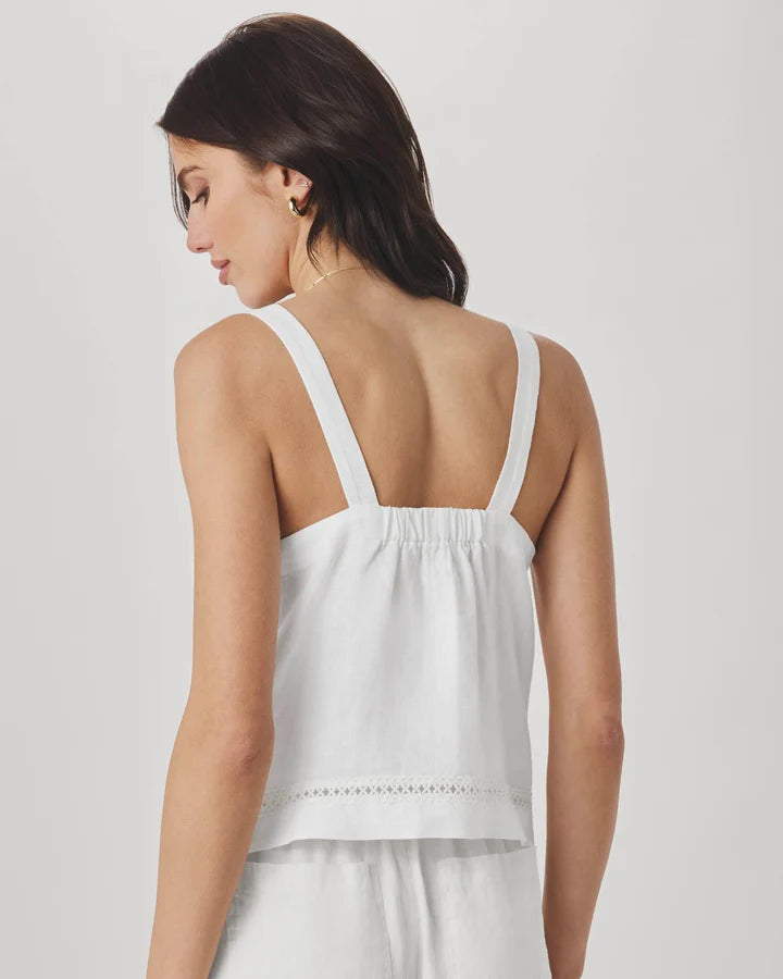 Splendid Stella Linen Trim Tank in White RS6W060