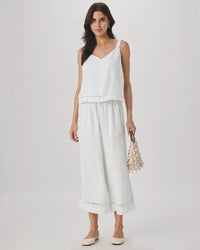 Splendid Stella Linen Trim Tank in White RS6W060