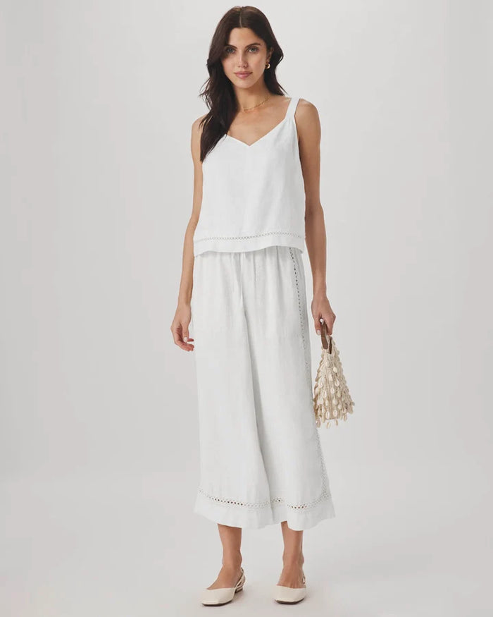 Splendid Stella Linen Trim Tank in White RS6W060