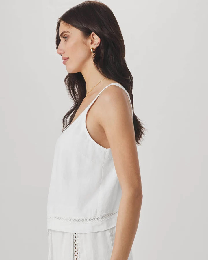 Splendid Stella Linen Trim Tank in White RS6W060