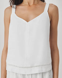 Splendid Stella Linen Trim Tank in White RS6W060