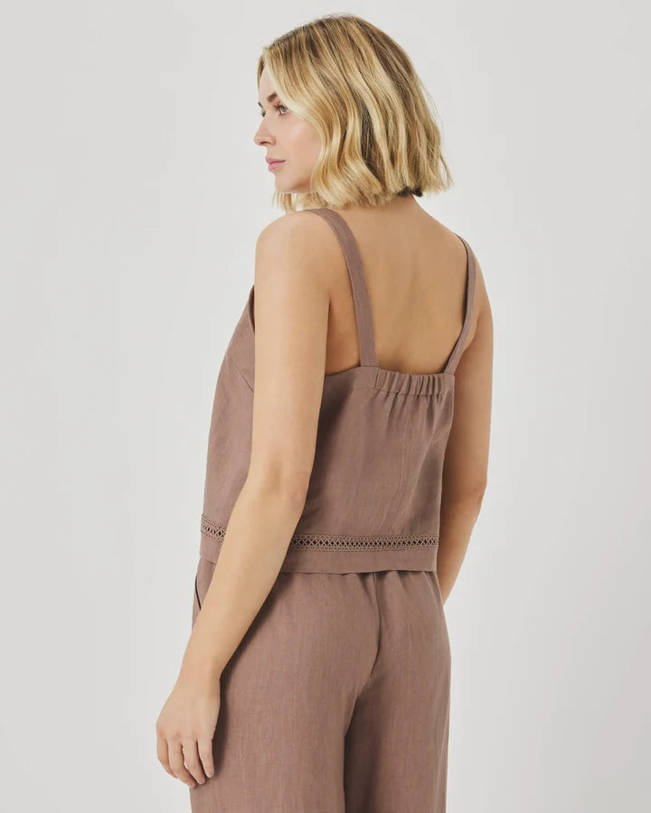 Splendid Stella Linen Trim Tank in Wicker RS6W060