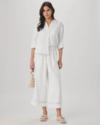 Splendid Stella Linen Trim Button Down in White RS6W520