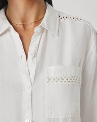 Splendid Stella Linen Trim Button Down in White RS6W520