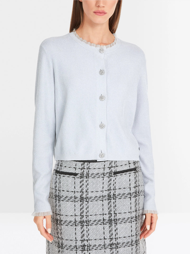 Marc Cain Glitter cardigan with ruffles YG 39.04 M53 - Pre-Order May Delivery