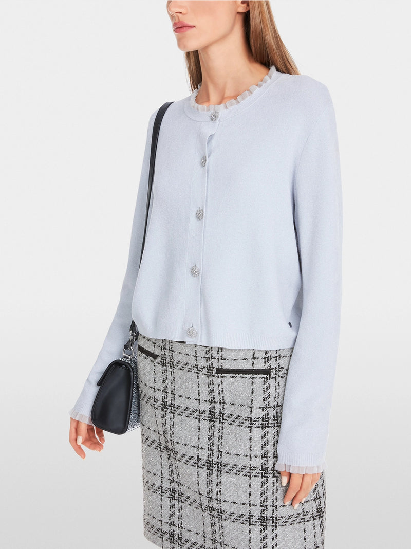 Marc Cain Glitter cardigan with ruffles YG 39.04 M53 - Pre-Order May Delivery