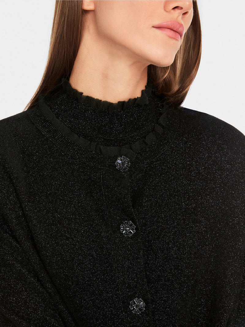 Marc Cain Glitter cardigan with ruffles YG 39.04 M53 - Pre-Order May Delivery