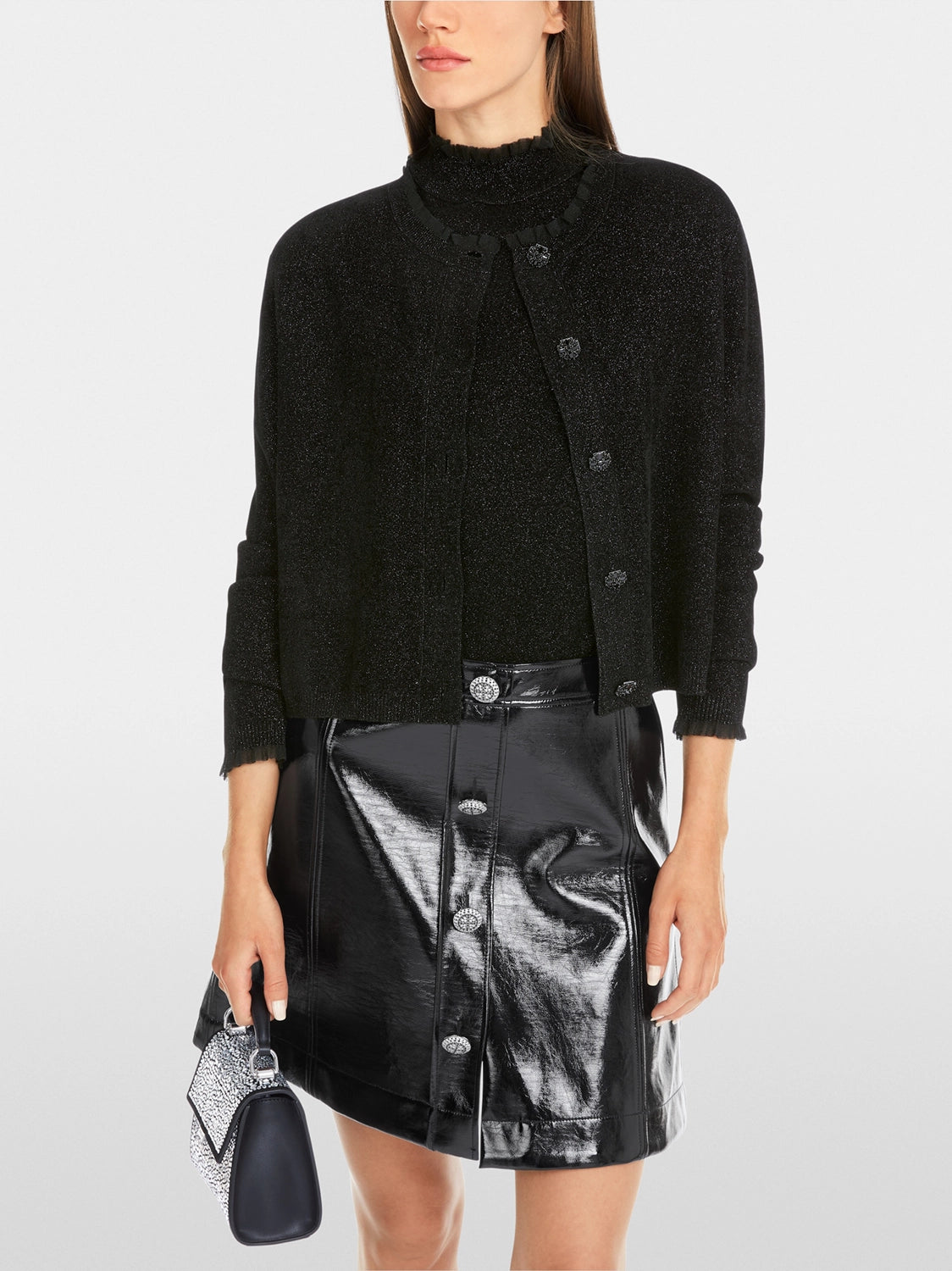 Marc Cain Glitter cardigan with ruffles YG 39.04 M53 - Pre-Order May Delivery
