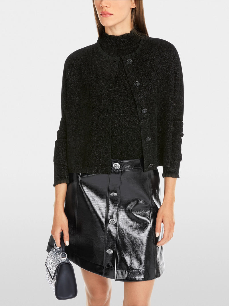 Marc Cain Glitter cardigan with ruffles YG 39.04 M53 - Pre-Order May Delivery