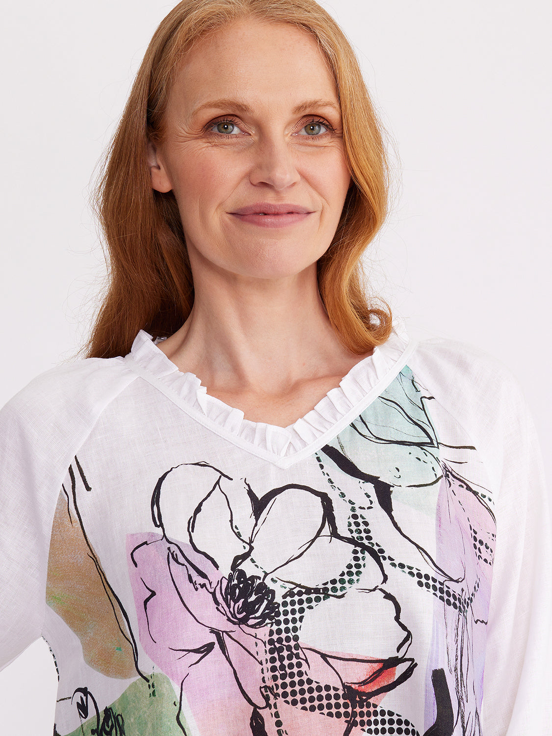 Yarra Trail Sketch Print Linen Top YT24S4055