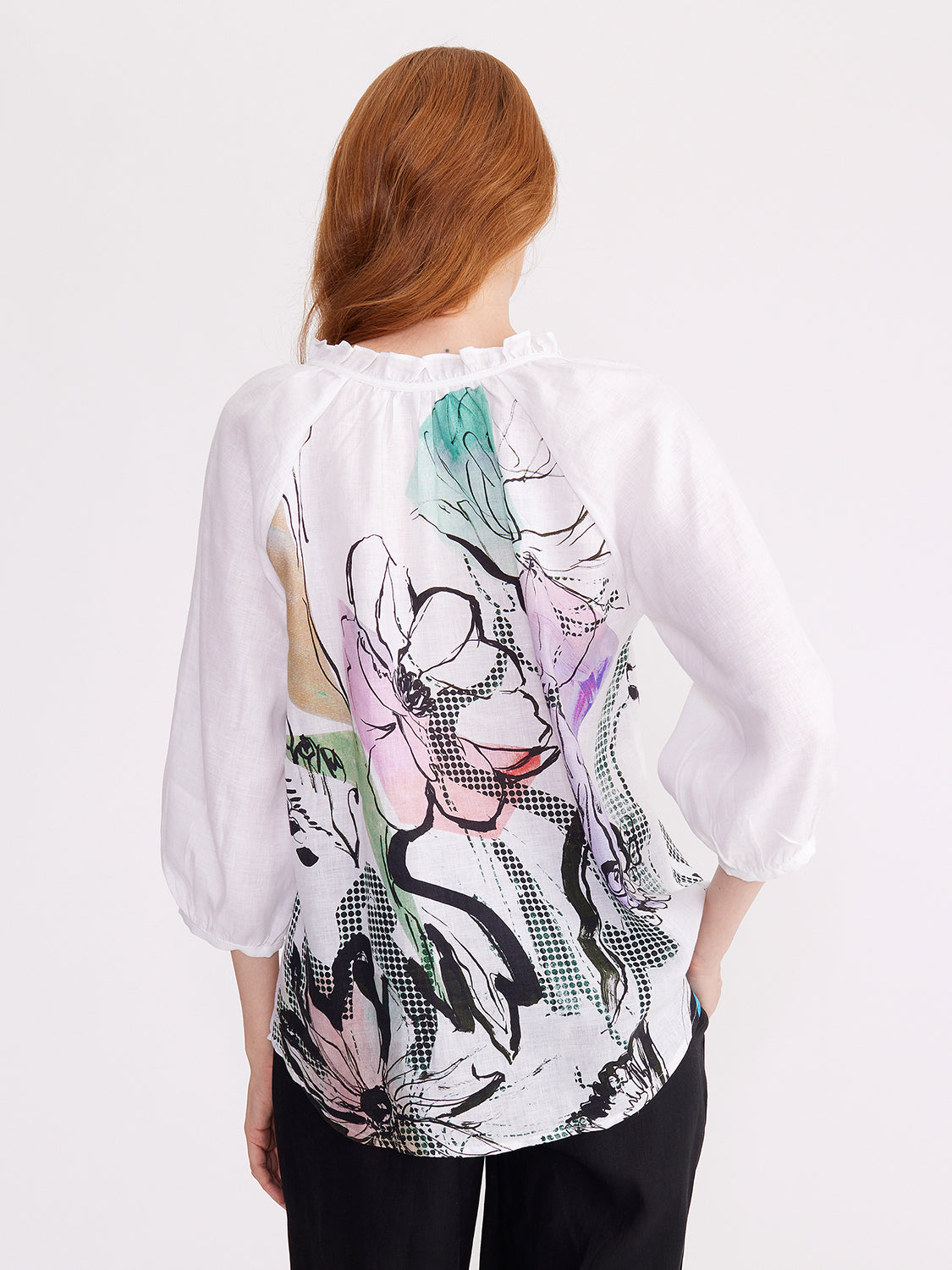 Yarra Trail Sketch Print Linen Top YT24S4055