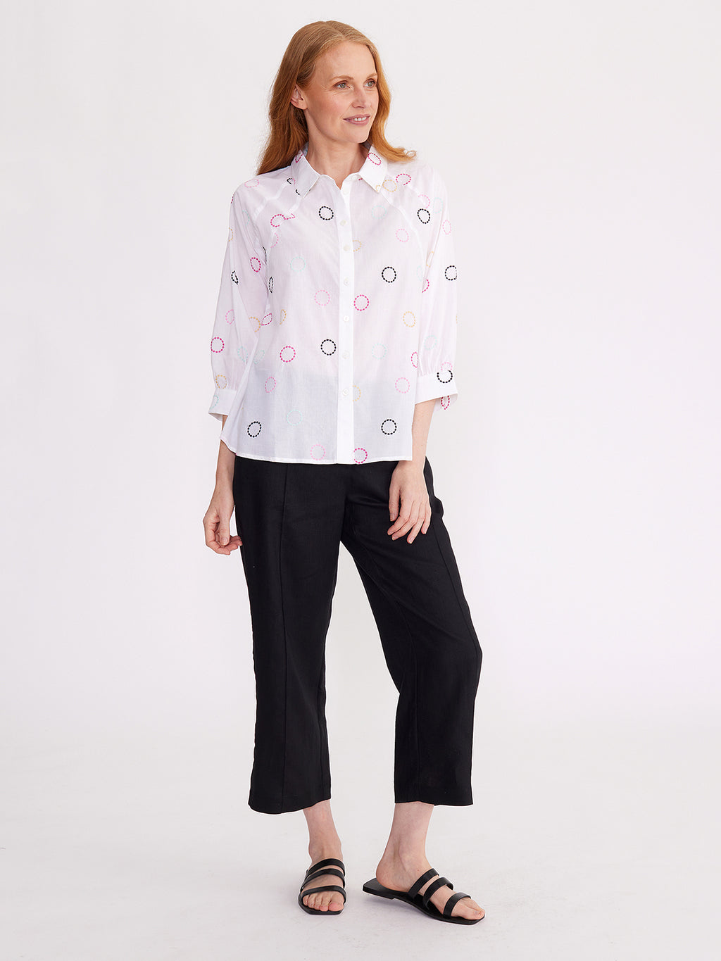 Yarra Trail Circle Embroidered Shirt YT24S4059