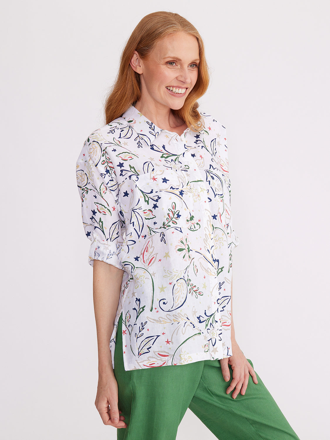 Yarra Trail Star Flower Linen Shirt YT24S4068