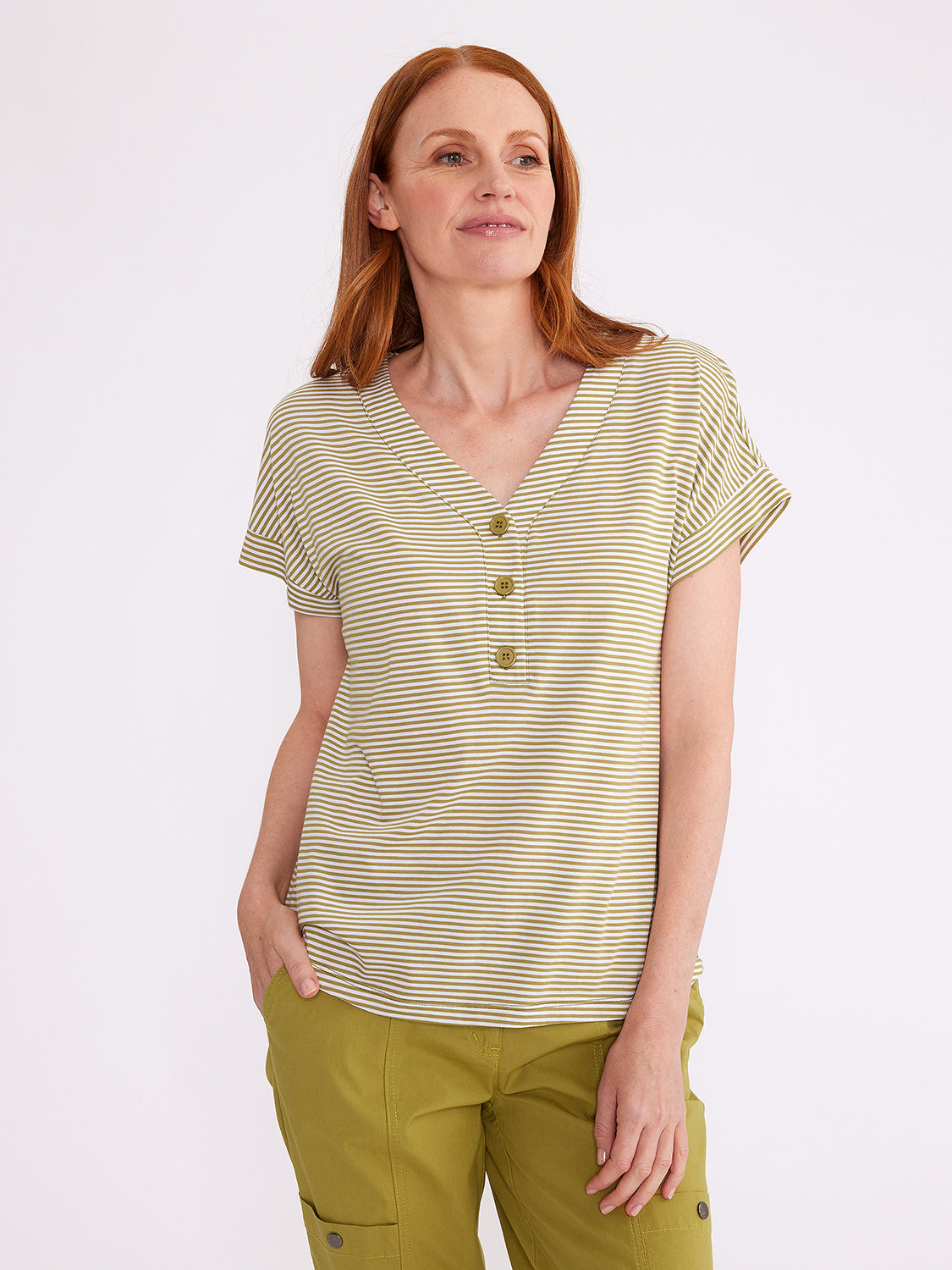 Yarra Trail V Neck Stripe Tee YT24S7417