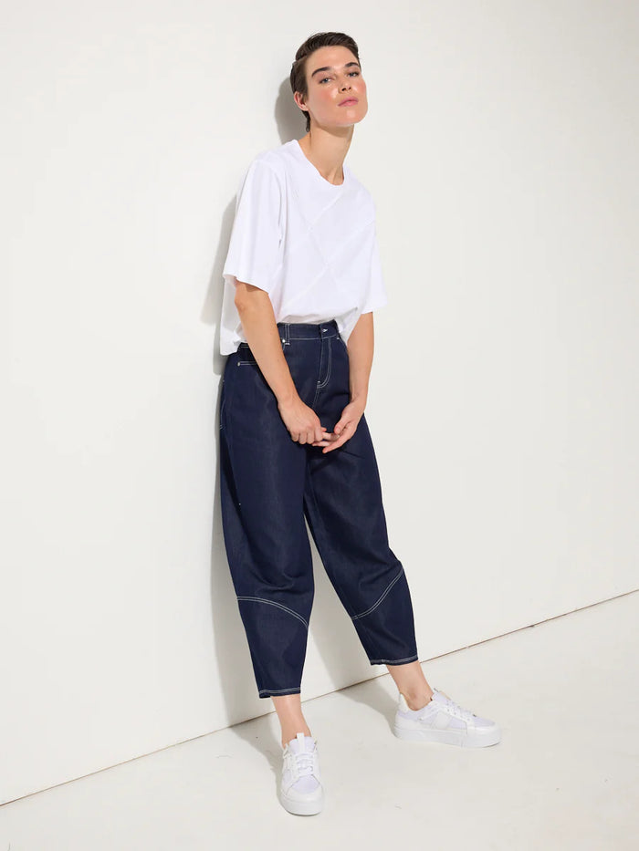 Marco Polo Pinstitch Tee in White YTMP7496