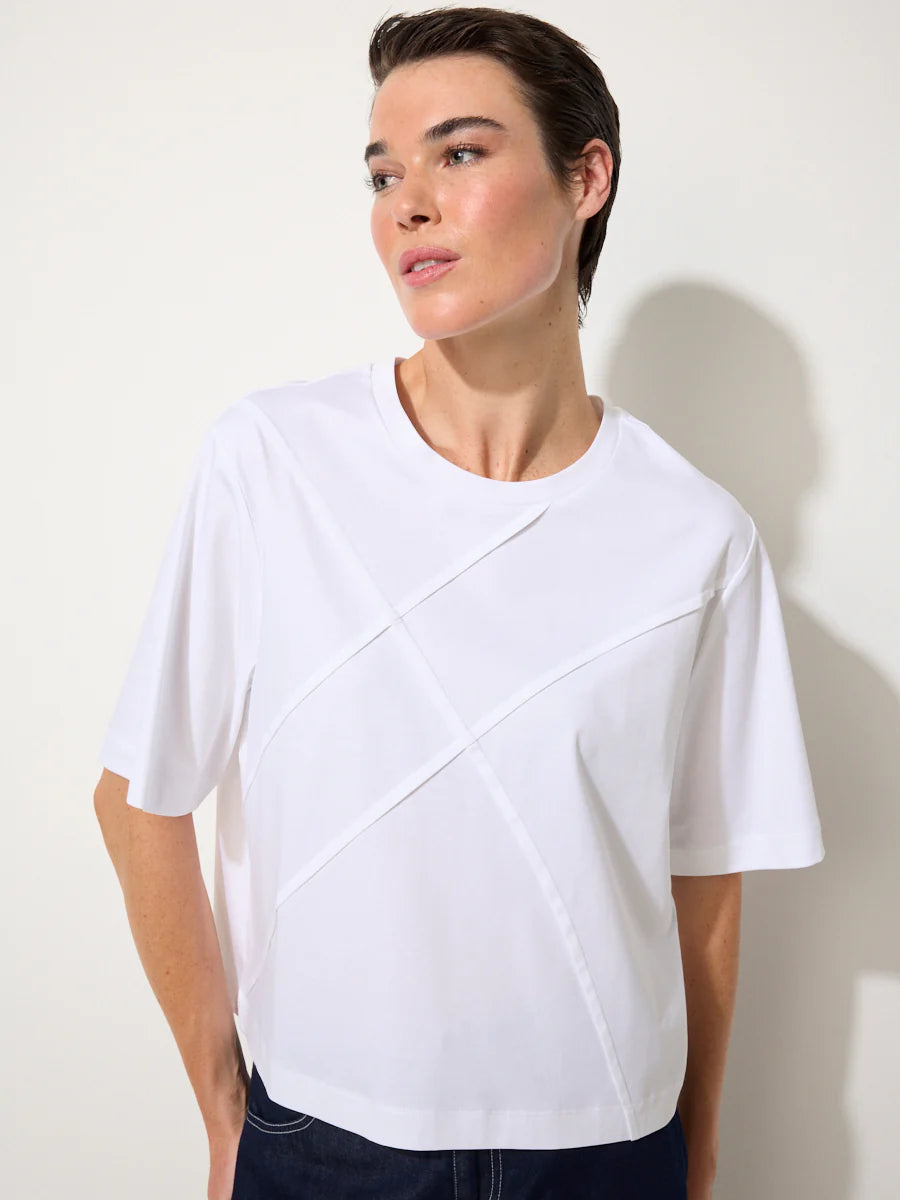 Marco Polo Pinstitch Tee in White YTMP7496