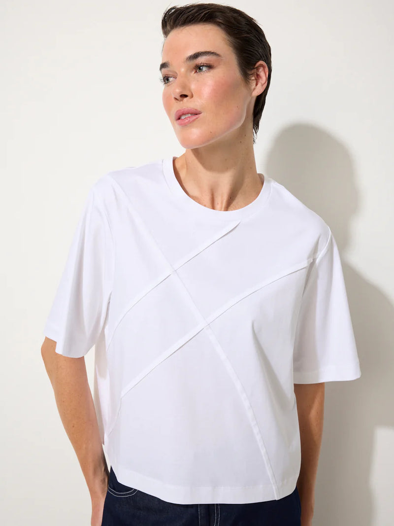 Marco Polo Pinstitch Tee in White YTMP7496