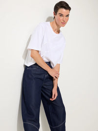 Marco Polo Pinstitch Tee in White YTMP7496