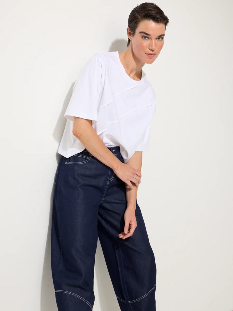 Marco Polo Pinstitch Tee in White YTMP7496