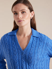 Marco Polo Open Collar Cable Sweater YTMW43561