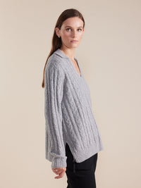 Marco Polo Open Collar Cable Sweater YTMW43561