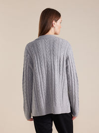 Marco Polo Open Collar Cable Sweater YTMW43561