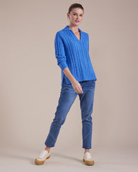 Marco Polo Open Collar Cable Sweater YTMW43561