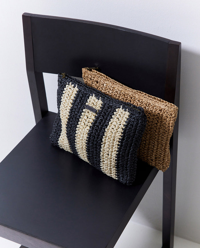 Yerse Striped Rafia Clutch 42939Ys