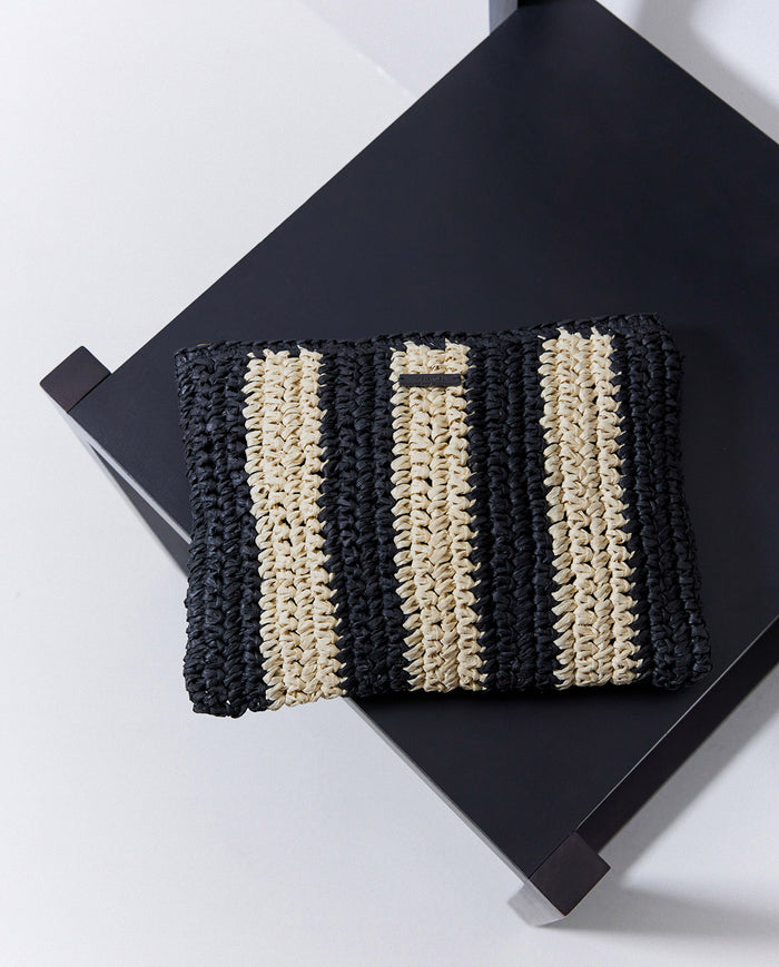 Yerse Striped Rafia Clutch 42939Ys