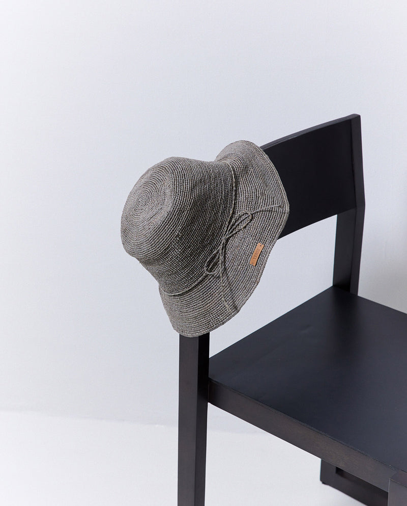 Yerse Handmade Rafia Hat in Grey 42951Ys