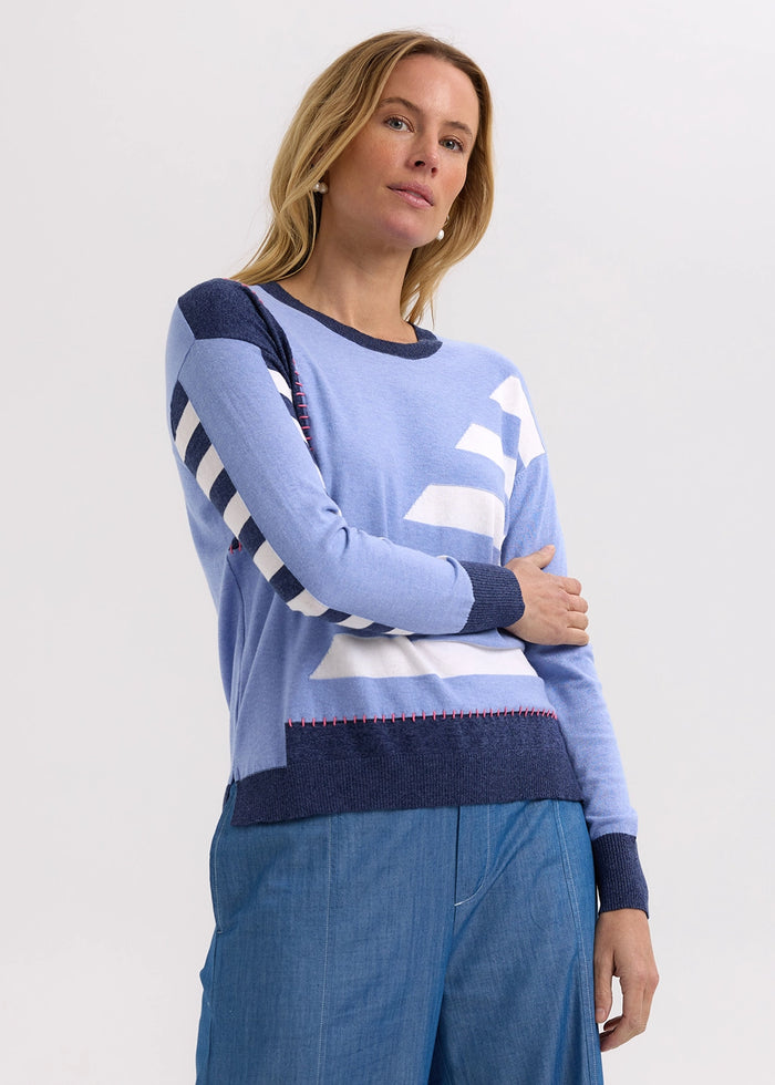Zaket & Plover Intarsia Jumper in Blueberry ZP7705