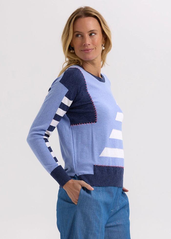 Zaket & Plover Intarsia Jumper in Blueberry ZP7705