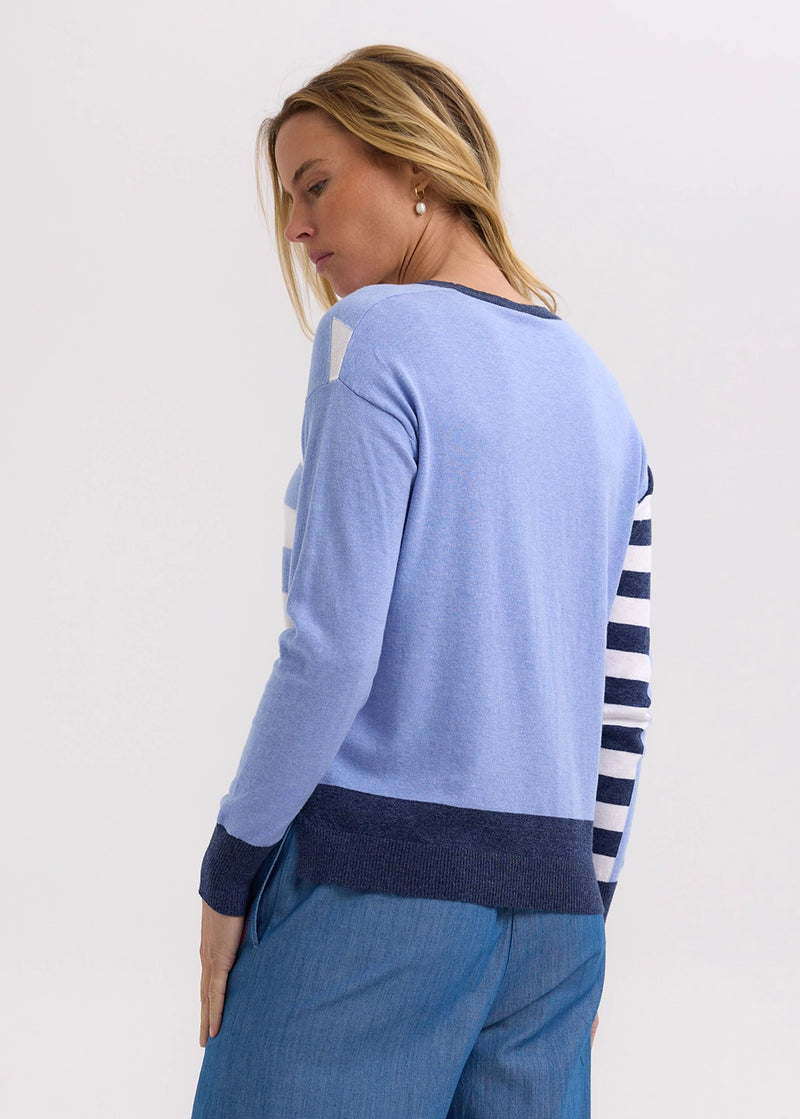 Zaket & Plover Intarsia Jumper in Blueberry ZP7705
