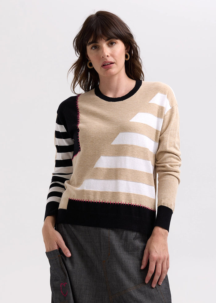 Zaket & Plover Intarsia Jumper in Crema ZP7705