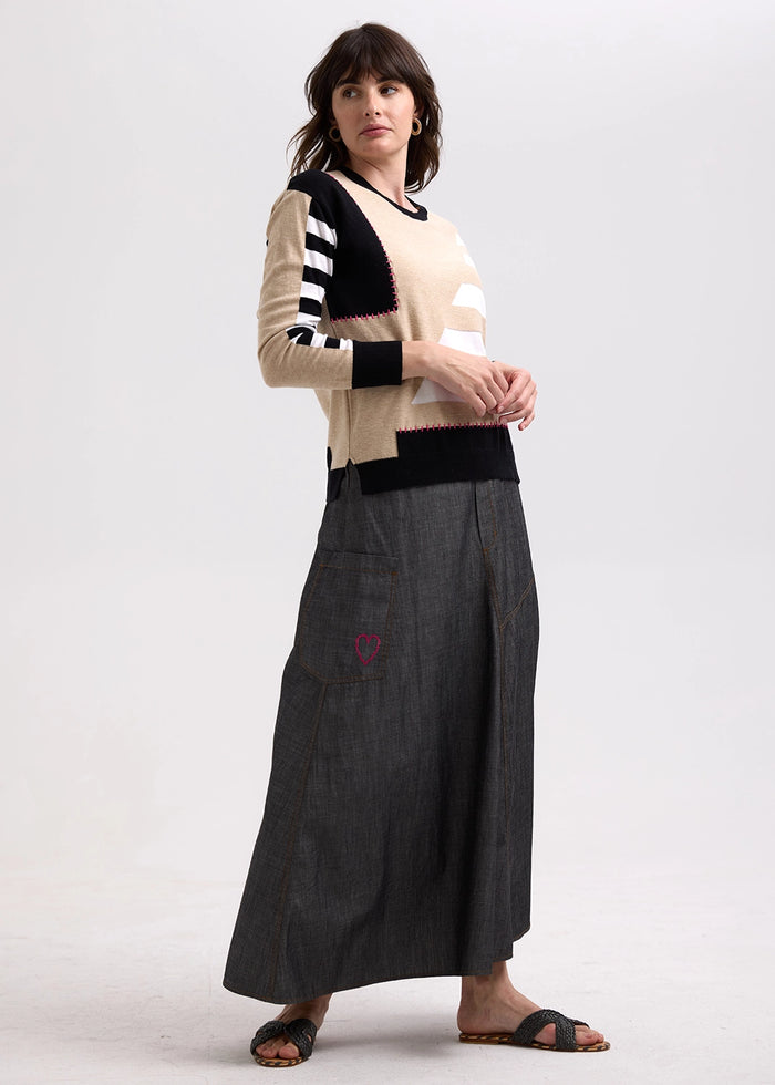 Zaket & Plover Intarsia Jumper in Crema ZP7705