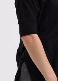 Zaket & Plover Pointelle Shoulder Top in Black ZP7709