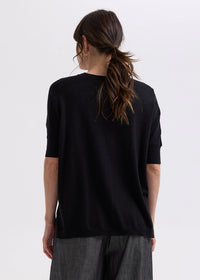 Zaket & Plover Pointelle Shoulder Top in Black ZP7709