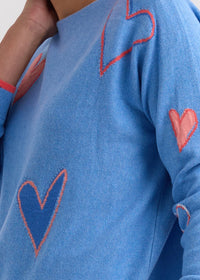 Zaket & Plover Intarsia Hearts Knit in Chambray ZP7713
