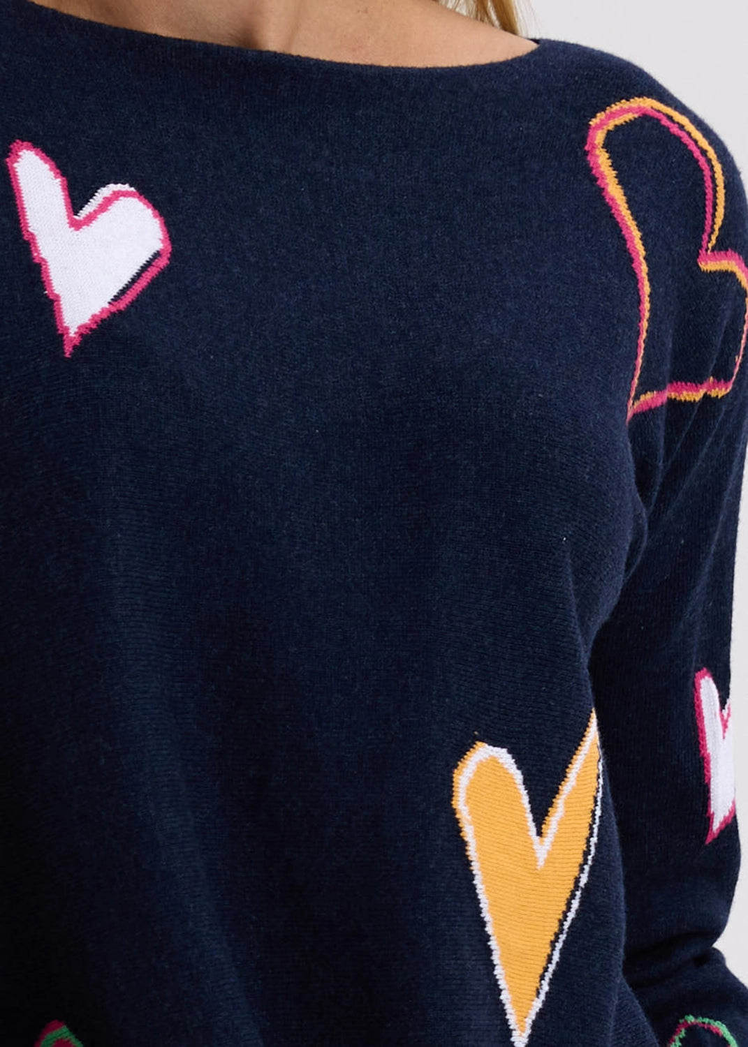 Zaket & Plover Intarsia Hearts Knit in Denim ZP7713