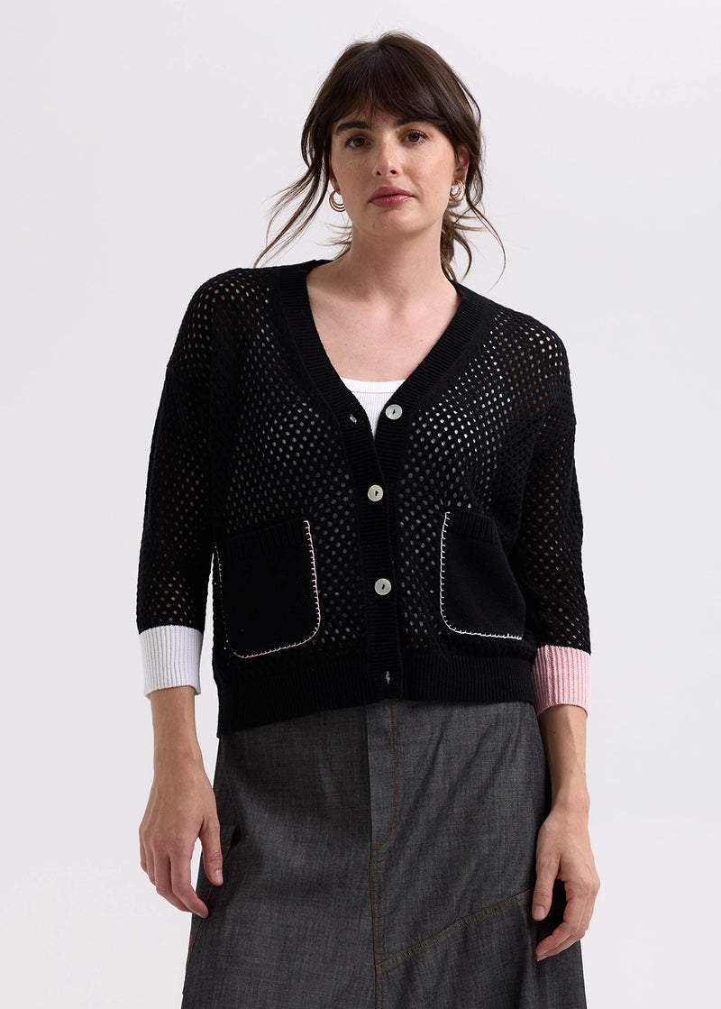 Zaket & Plover Holey Cardigan in Black ZP7715