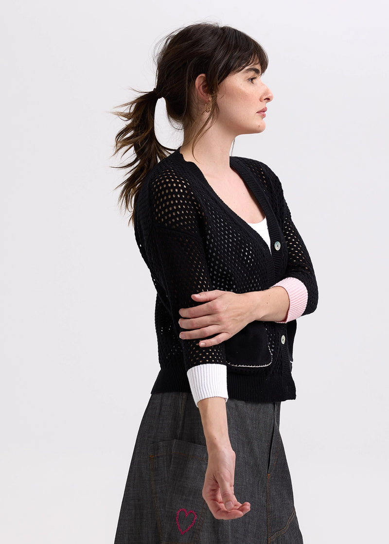 Zaket & Plover Holey Cardigan in Black ZP7715